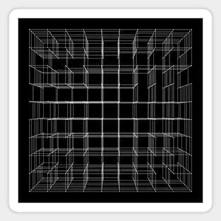 Technical 3d cube wireframe Magnet